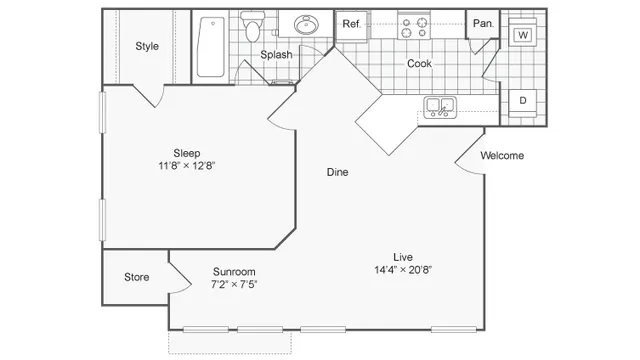 One bedroom floor plan