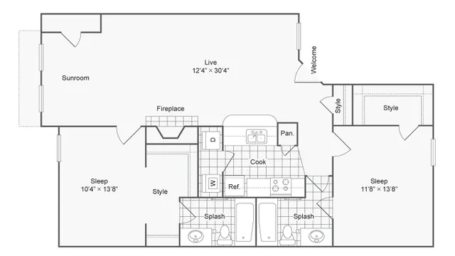 two bedroom floor plan