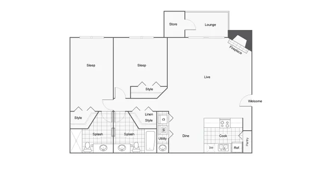 Two bedroom floor plan