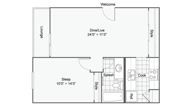 floor plan of one bedroom