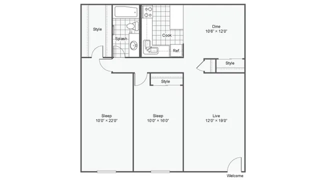 floor plan two bedroom