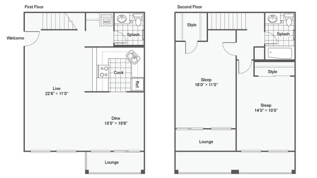floor plan of two bedroom