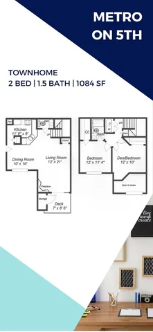 Two Bedroom, One and Half Bath Townhome