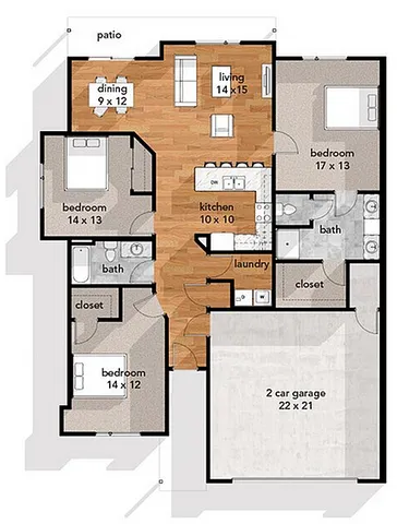 Three Bedroom Two Bath with Two Car Garage