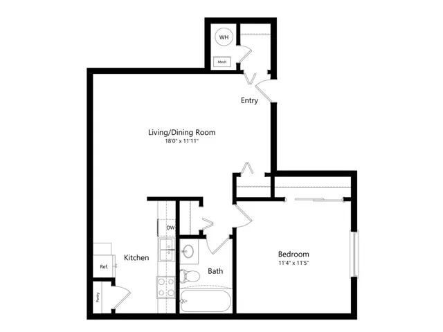 One Bedroom One Bathroom Apartment