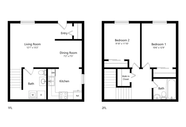 2 Bedroom 2 Bathroom Columbus, OH Townhouse Apartment