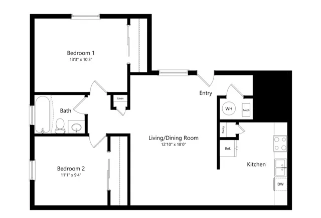 two bedroom one bathroom apartment columbus, ohio