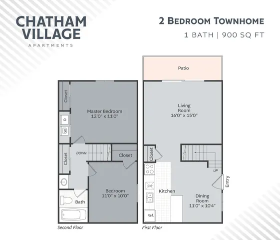 2BR 1BA Townhome