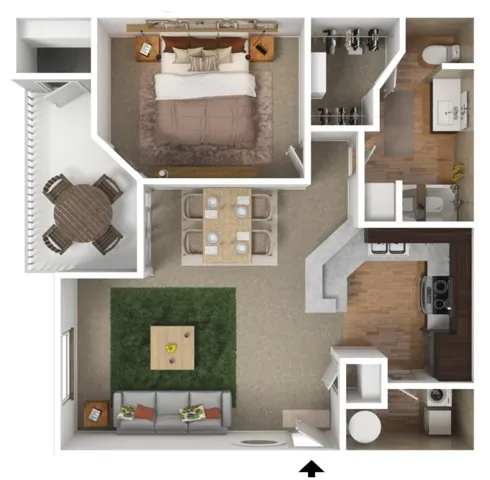 One Bedroom | 827sqft | Balcony/Patio | Full Sized Washer/Dryer Connections | Open Kitchen