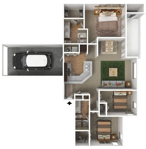 Three Bedroom | Two Bathroom | 1275 sqft| Attached Garage | Patio/Balcony | Full-Size Washer/Dryer Connections