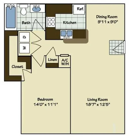 1 Bedroom | 1 Bath | 842 SF