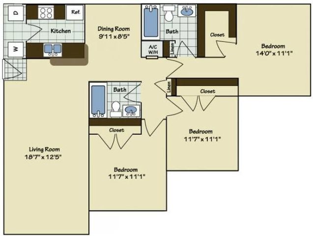 3 Bedroom | 2 Bath | 1228 SF