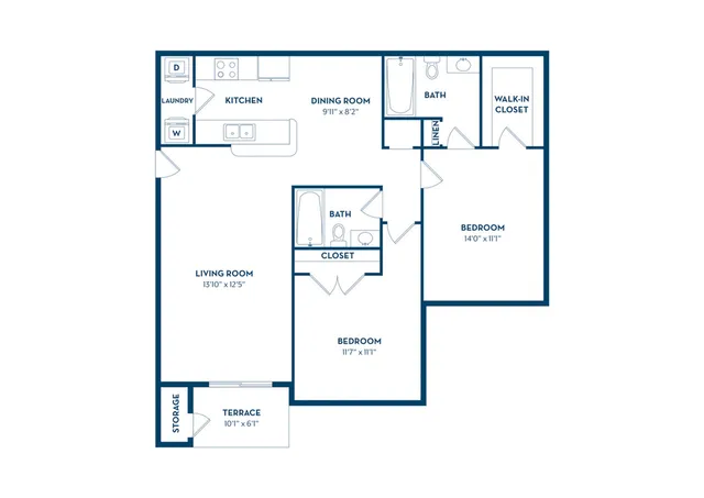 2 Bedroom | 2 Bath | 960 SF