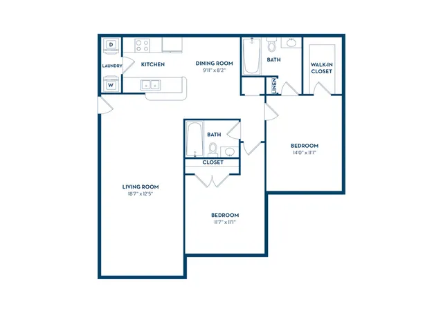 2 Bedroom | 2 Bath | 1015 SF