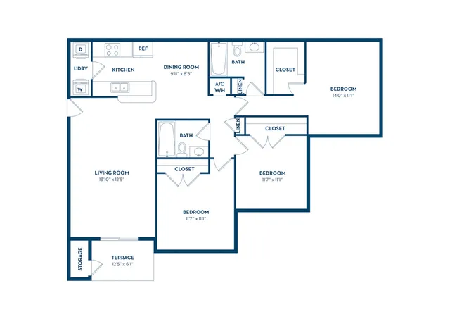 3 Bedroom | 2 Bath | 1168 SF