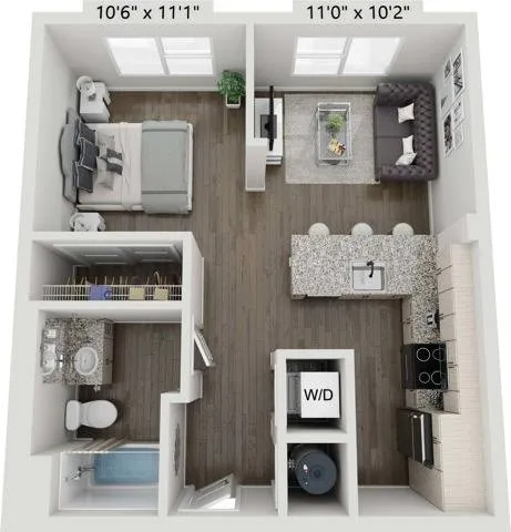 Studio | 1 Bath | 587 SF