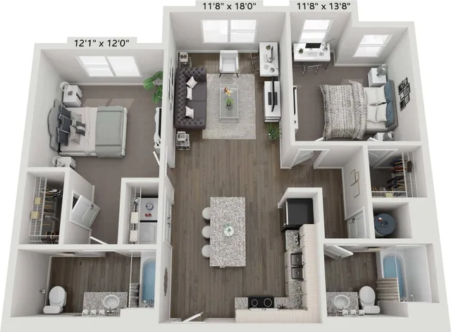 2 Bedroom | 2 Bath | 1095 SF