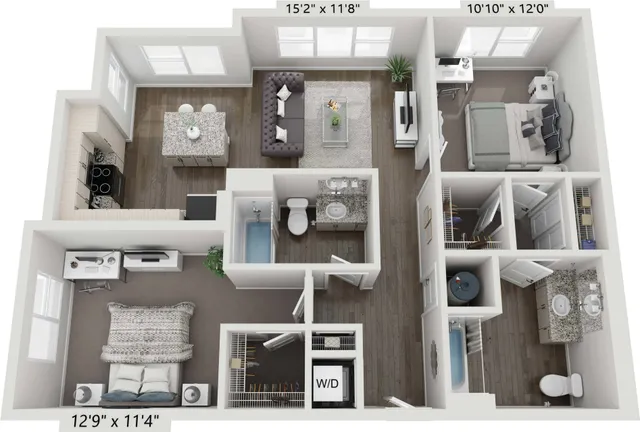 2 Bedroom | 2 Bath | 1086 SF