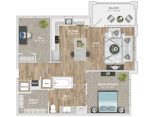 1 Bedroom | 1 Bath | Den | 910 SF