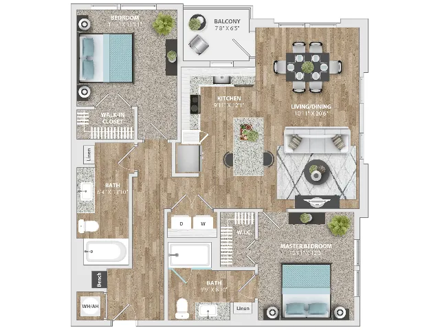 2 Bedroom | 2 Bath | 1106 SF