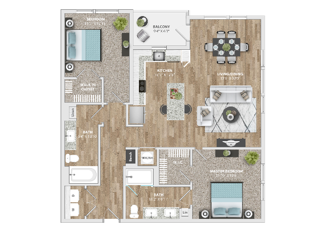 2 Bedroom | 2 Bath | 1215 SF