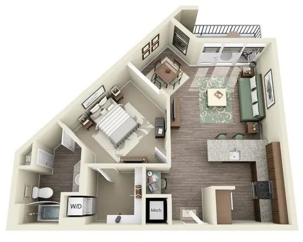 1 Bedroom | 1 Bath | 729 SF