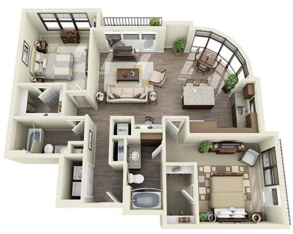 2 Bedroom | 2 Bath | 1186 SF