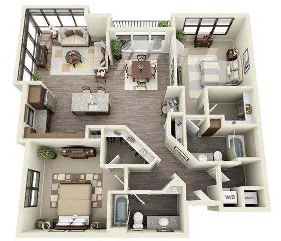 2 Bedroom | 2 Bath | 1298 SF