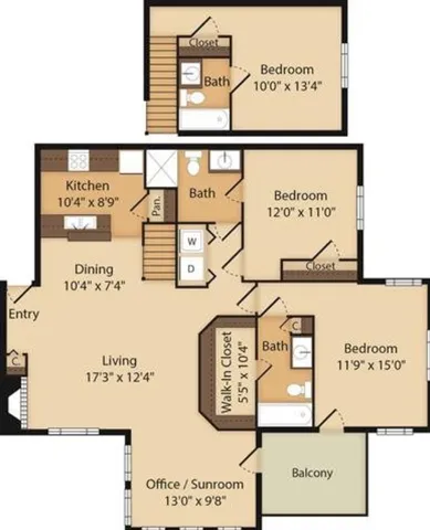 3 Bedroom | 3 Bath | Office/Sunroom | 1505 SF