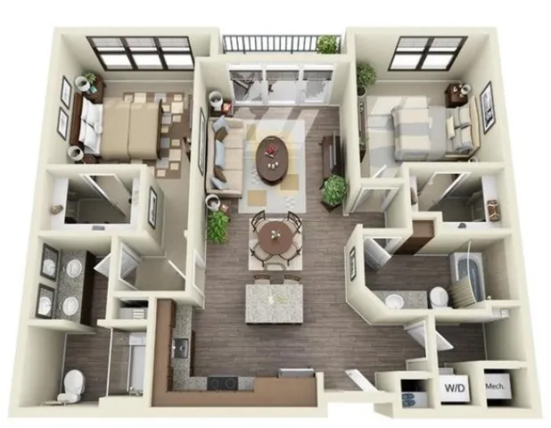 2 Bedroom | 2 Bath | 1044-1060 SF