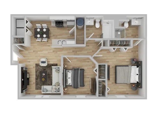 2 Bedroom - 2 | 2BD, 2BA | 949SF
