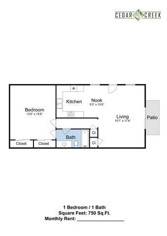 One bedroom floorplan