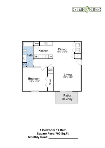 One bedroom floorplan