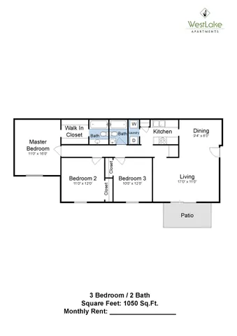 3 Bedroom, 2 Bathroom