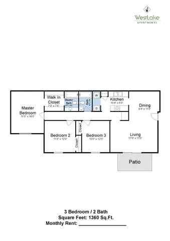 3 Bedroom, 2 Bathroom