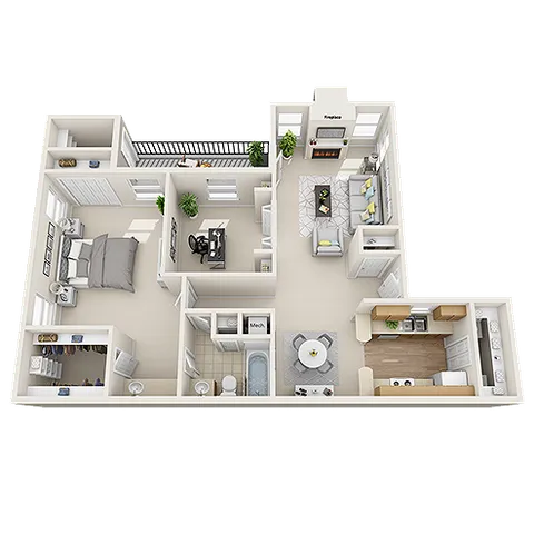 One Bedroom One Bath Floor Plan