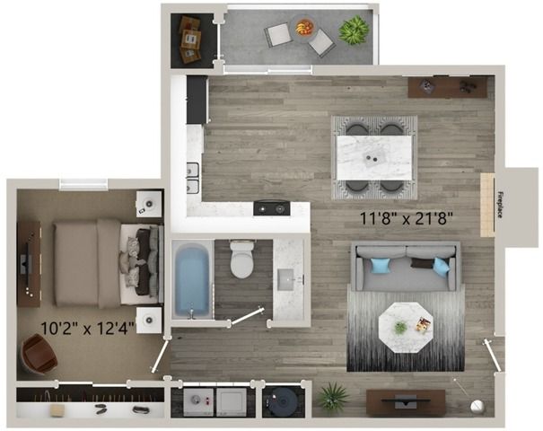 One bedroom one bath floor plan