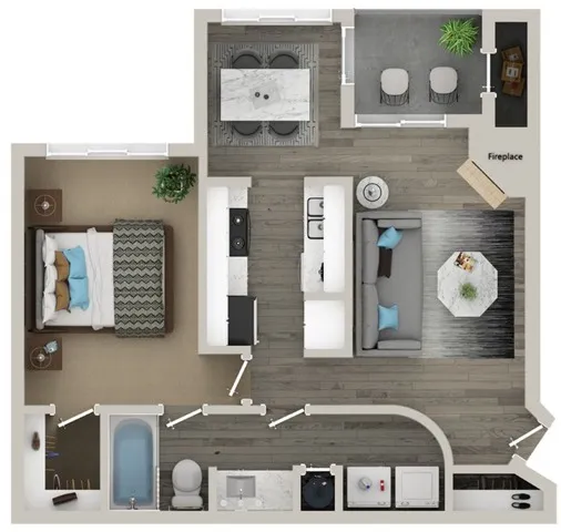 One Bedroom One Bath Floor Plan