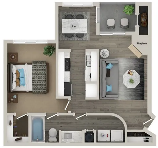 One Bedroom One Bath Floor Plan