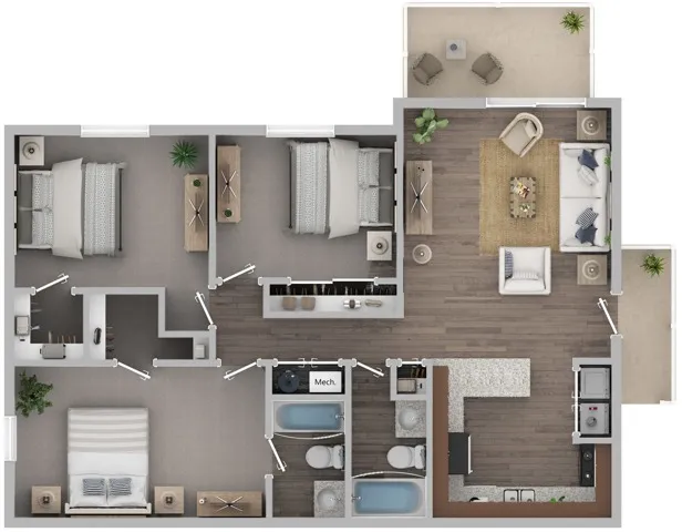 Three Bedroom Floor Plan