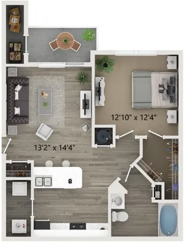 One Bedroom One Bath Floor Plan