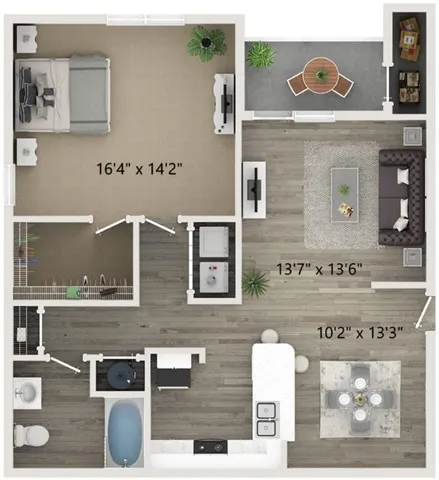 One Bedroom One Bath Floor Plan