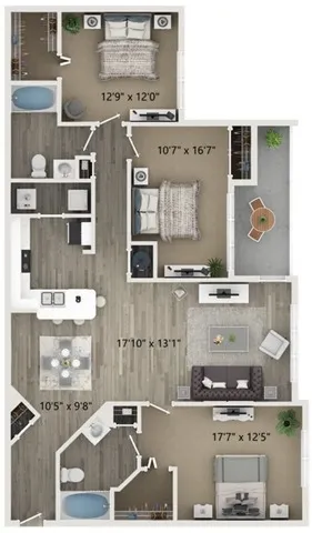Three Bedroom Floor Plan