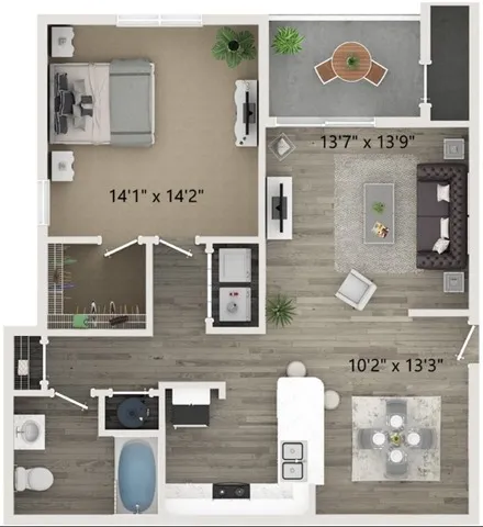 One Bedroom One Bath Floor Plan