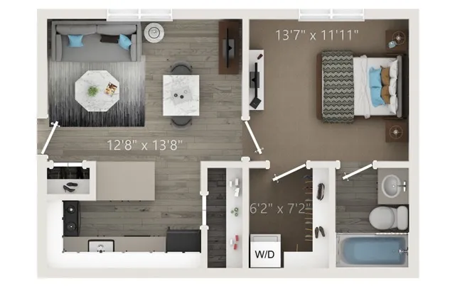 One Bedroom One Bath Floor Plan