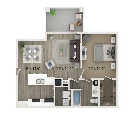A1  1 bedroom 1 bathroom 738 square feet