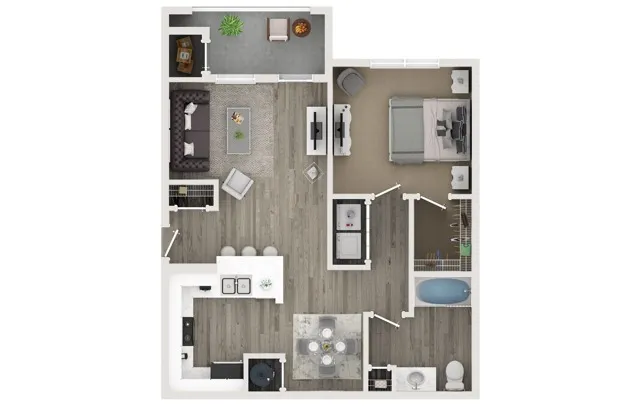 One Bed One Bath Floor Plan