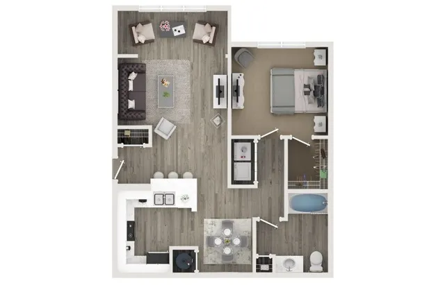 One Bed One Bath Floor Plan