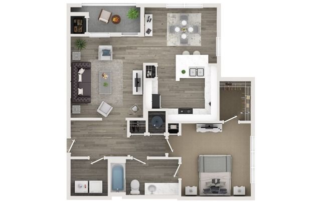 One Bed One Bath Floor Plan