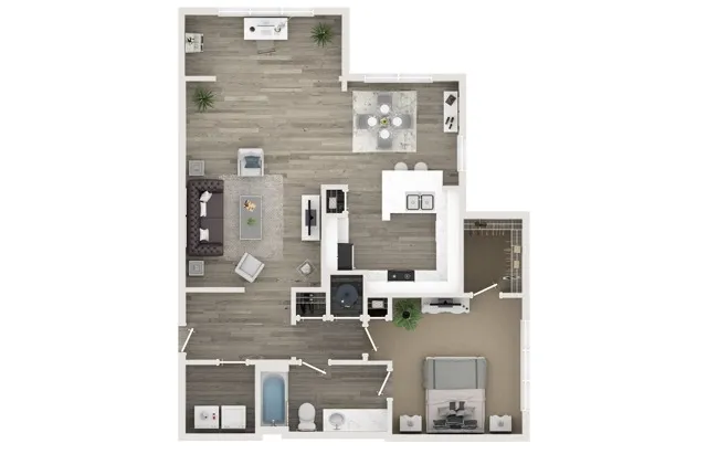 One Bed One Bath Floor Plan